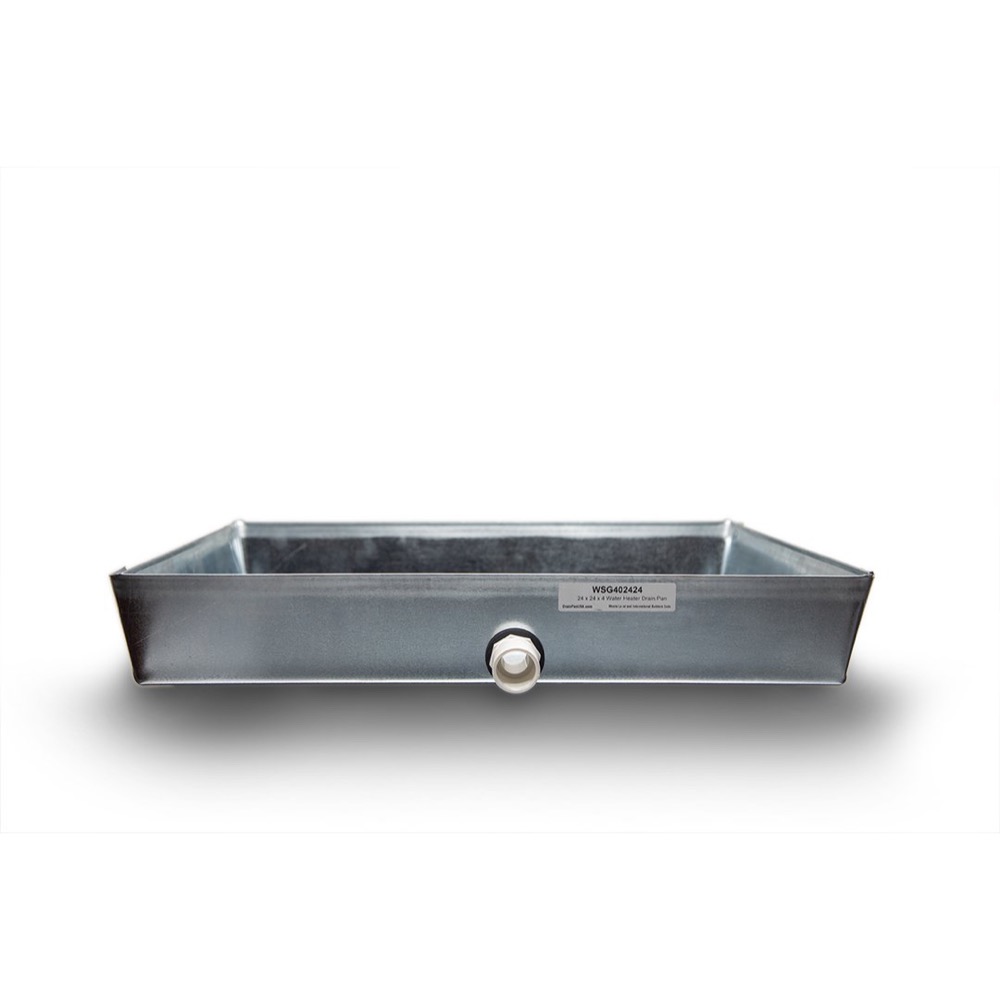 24" x 24" x 4” Square Water Heater Drain Pan with 1" Adapter