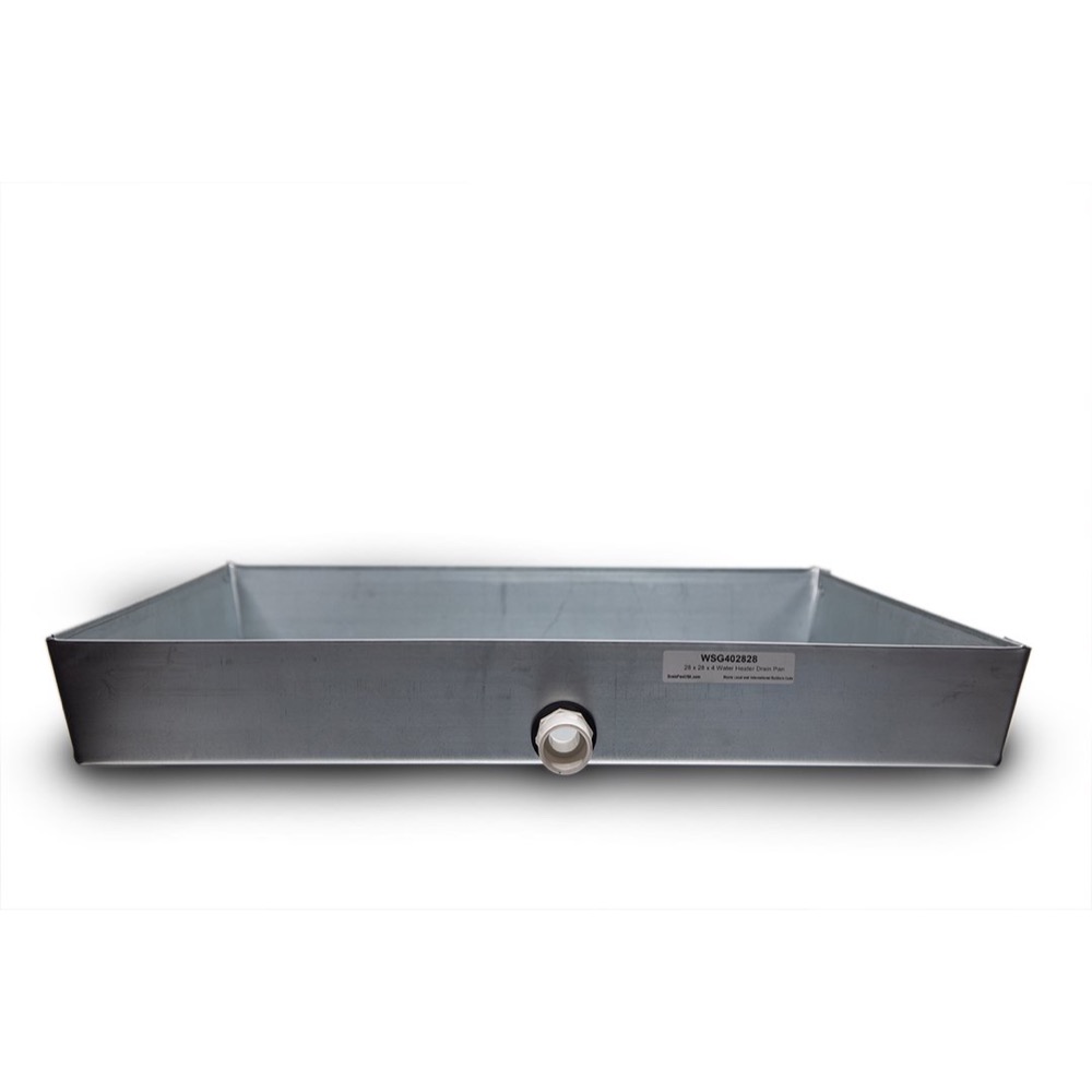 28" x 28" x 4” Square Water Heater Drain Pan with 1" Adapter